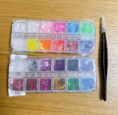 ネイルパーツ 蝶 24色 極薄 ステッカー ネイルアート ラメ ネイル パーツ