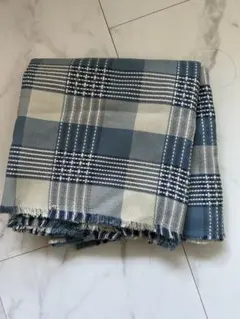 青と白のチェック柄生地　100×200