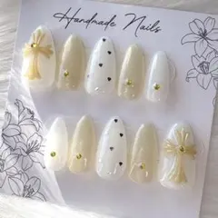 現品】ネイルチップ♡イエロー 黄色 量産型地雷韓国ワンホンイニシャル