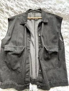 デニムベストジャケットブラック