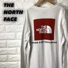 the north face ザノースフェイス　赤ボックスロゴロングTシャツ