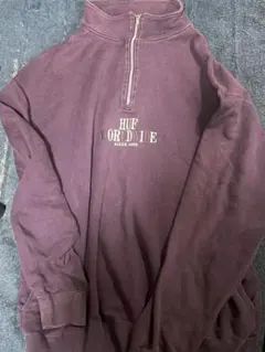 ハフ HUF ハーフジップ トレーナー　紫
