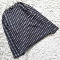 『23区』 ニジュウサンク (48) ウールボーダーニット 長袖 大きいサイズ