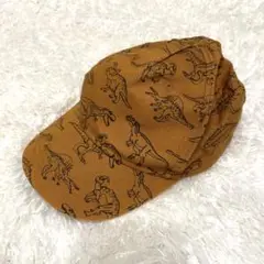 H&M【2-4y】恐竜柄　茶色　キャップ　キッズ　ボーイズ 2歳 3歳 4歳￼