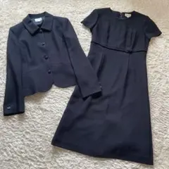 美品大きいサイズ13号　東京ソワール　お受験スーツ　ネイビー　ワンピースセット