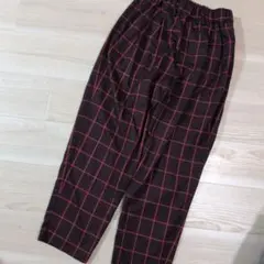 Lui's ルイス チェック柄 スラックス パンツ ワイドテーパード　ボルドー