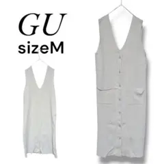 F108◆GU/ジーユー ミラノリブニットジャンパードレス【M】ベージュ