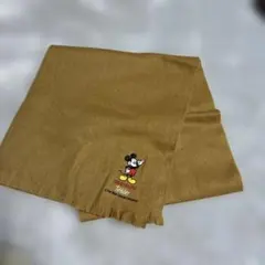 レトロ、ミッキー刺繍マフラー、茶色