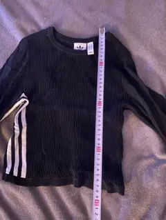 adidas 黒 長袖 Tシャツ リブ編み
