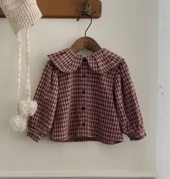 ブラウス　Noeul made Check collar blouse 85