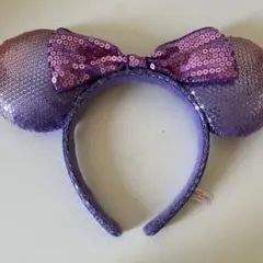 ディズニーカチューシャ 紫 グラデーションスパンコールカチューシャ ミニーマウス