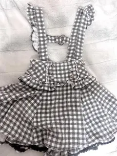 LIZ LISA ギンガムチェックツイードサスペンダー付きスカパン