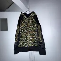 champion チャンピオン 異素材トラックジャケット ナイロン迷彩 ロゴ刺繍