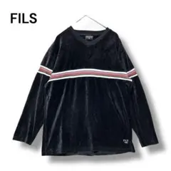 ツールレカレソンフィス　カットソー　コーデュロイ風　Ｆ　長袖　黒　Ｖネック