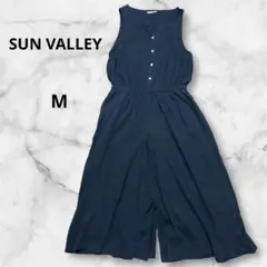 【SUN VALLEY】リネン混　サロペット オールインワン　M 濃紺