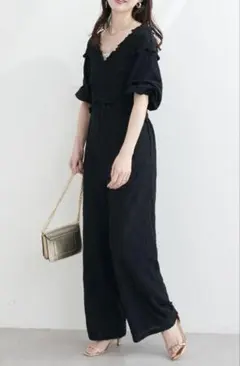 naturalcoutureカットレースフロントクロスサロペ