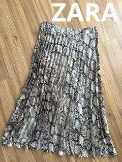 ZARA ヘビ柄 プリーツスカート M