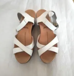 Adam et Ropé イタリア製 本革 厚底サンダル ホワイトウェッジソール