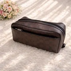 【極美品】コーチ シグネチャー トラベルキット ポーチ セカンドバッグ 茶