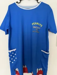 保育士　半袖　チュニックPEANUTS SNOOPY エプロン ブルーのサムネイル