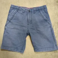 青色ショートパンツ チェック柄裏地付き サイズ30