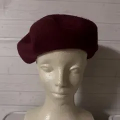 ベレー帽 フェルト 小さめ 小顔向け コンパクトシルエット ワインレッド