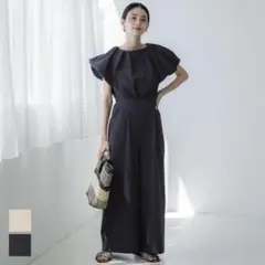 coca フリルスリーブ オールインワン ダークネイビー