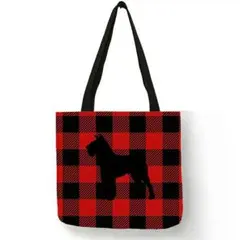 新品 インポート シュナウザー トートバッグ 黒赤タータンチェック柄