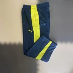 PUMA トラックパンツ ジャージ ネイビー×イエロー サイドライン Sサイズ
