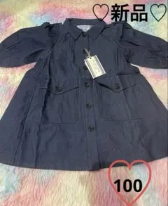 新品♡BLUEU AZUR♡デニムワンピース♡100cmのサムネイル