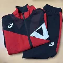 ASICS トレーニングウェアセット 赤/黒　Mサイズ