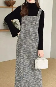GRL グレイル ツイード ジャンパースカート ロング丈 スリット F