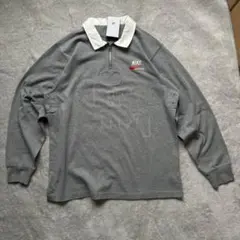 NIKE ポロシャツ 襟付き ラガーシャツ グレー 灰色Sホワイト