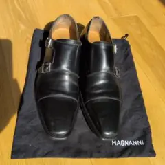 MAGNANNI ブラック ダブルモンクストラップ　8 1/2
