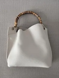 バンブーハンドルバッグ　アイボリー