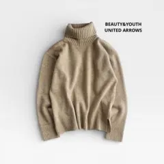 ビューティーアンドユース ウールカシミヤ ルーズタートルネックニット ベージュ