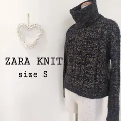 ZARA KNIT マーブルカラー タートルネック ニット セーター 厚手