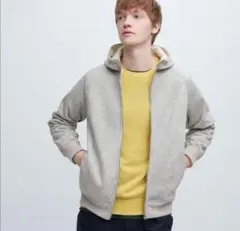 ユニクロ ヒートテックボアスウェットフルジップパーカ グレー M