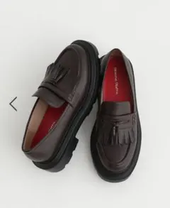 バヤココラボ新品フリンジタッセル厚底ローファー　ブラウン26　(25.5相当)