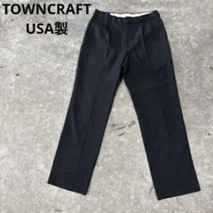 USA製90s TOWNCRAFT ポリウール 2タック スラックス 黒 W32のサムネイル