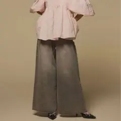 LILY BROWN タックワイドデニムパンツ グレー