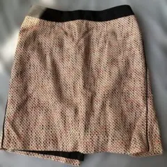 ツイードタイトスカート ベージュ赤