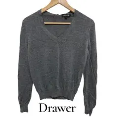 Drawer - ☆Drawerドゥロワー☆18GカシミヤシルクバックリボンVネック☆レッド Drawer ドゥロワーニット 18Gバックリボン カシミヤシルクプルオーバー