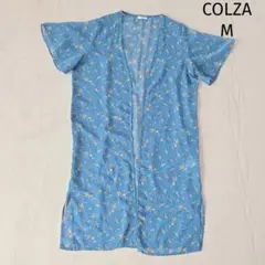良品✨コルザ COLZA シャツカーディガン 羽織り 花柄 M ブルー 薄手