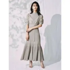 マーキュリーデュオ♡ 異素材ドッキングフレアニットワンピース