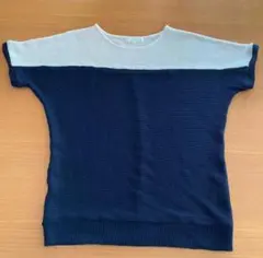grove ニット 半袖 トップス M ネイビー/ホワイト