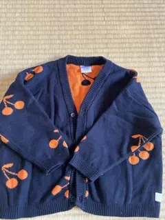 チェリー柄トレーナー 2Y オレンジ×ネイビー