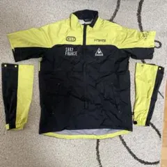 le coq sportif ゴルフ レインウェア 黒/黄 帽子付き