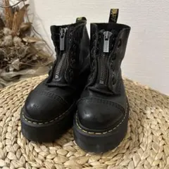 Dr. Martens UK5 24cm 厚底 8ホール ジップブーツ シボ革