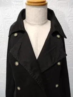 М ブラック コットン100% ロングコート 裏地付き クリーニング済